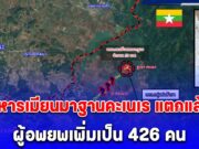 ต้านไม่ไหว ทหารเมียนมาฐานคะเนเร แตกแล้ว ผู้อพยพเพิ่มเป็น 426 คน