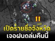 เปิดรายชื่อจังหวัด เจอฝนถล่มคืนนี้